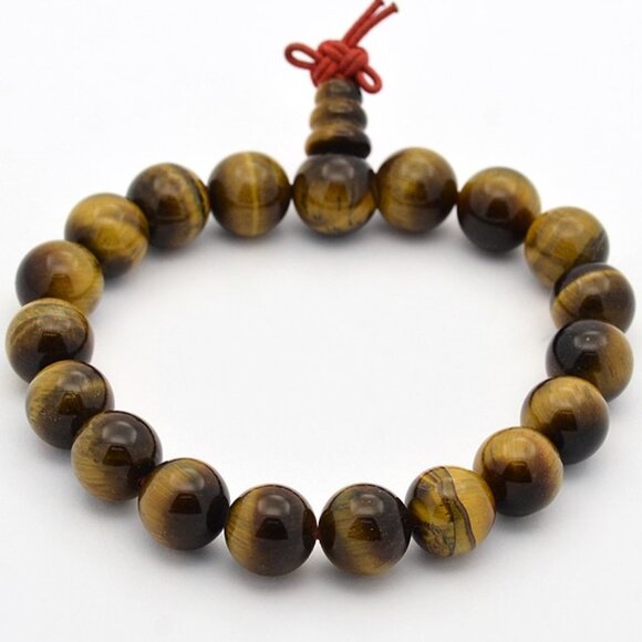 NWOT  natural gemstone tiger eye mala Stretch Bracelet tigerseye Mix&Match 2/$20 - Picture 1 of 2